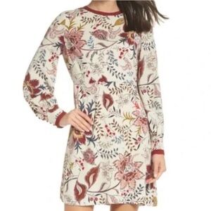 Chelsea28 Long Sleeve Red Cream Floral Dress NWT Size XXL